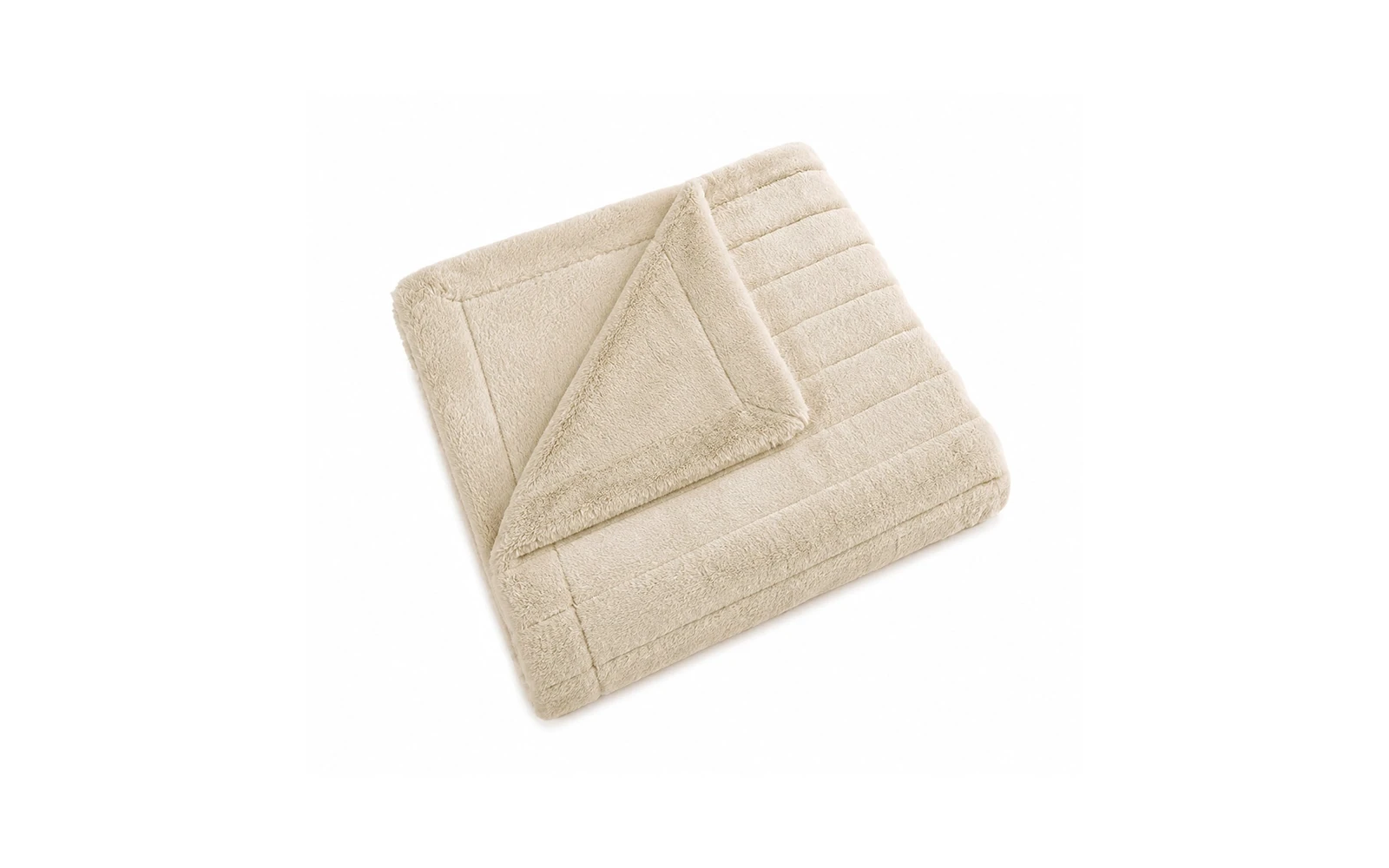 Al Saad Home Stripe Rabbit Fur Blanket - Single Beige