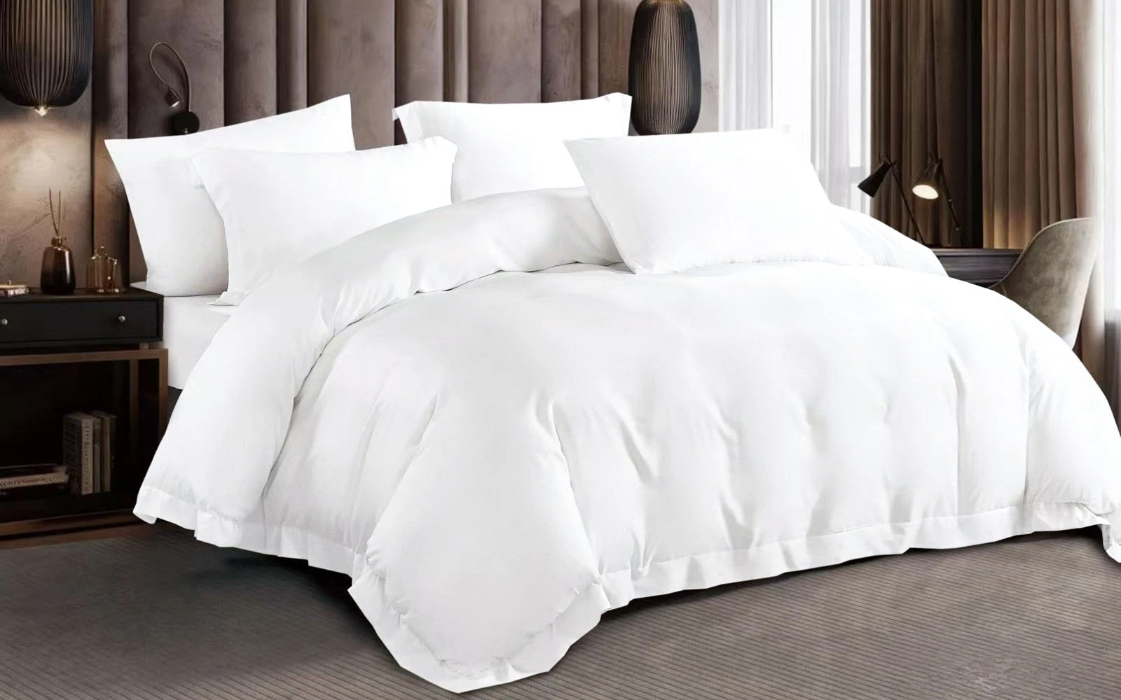 Chiron Cotton Bamboo Duvet Cover Bedding Set With Filling 7 PCS - King Off White