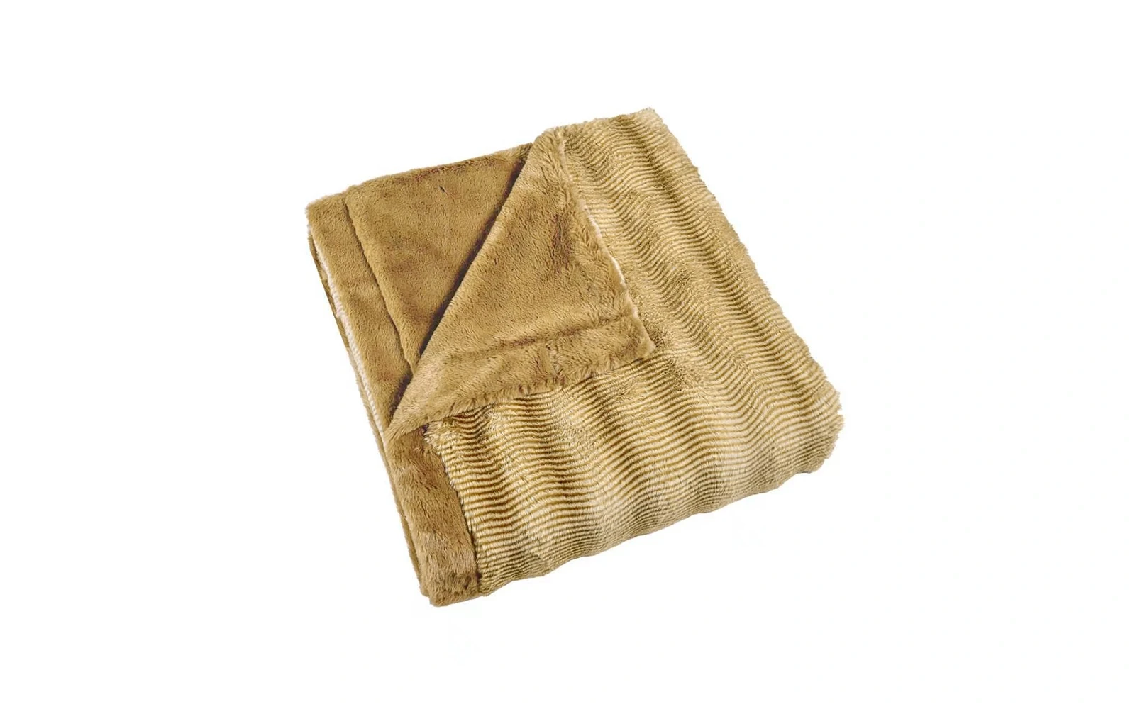 Al Saad Home Stripe Rabbit Fur Blanket - King Beige & L.Brown