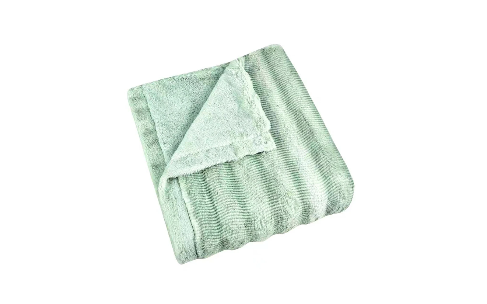 Al Saad Home Stripe Rabbit Fur Blanket - King L.Green