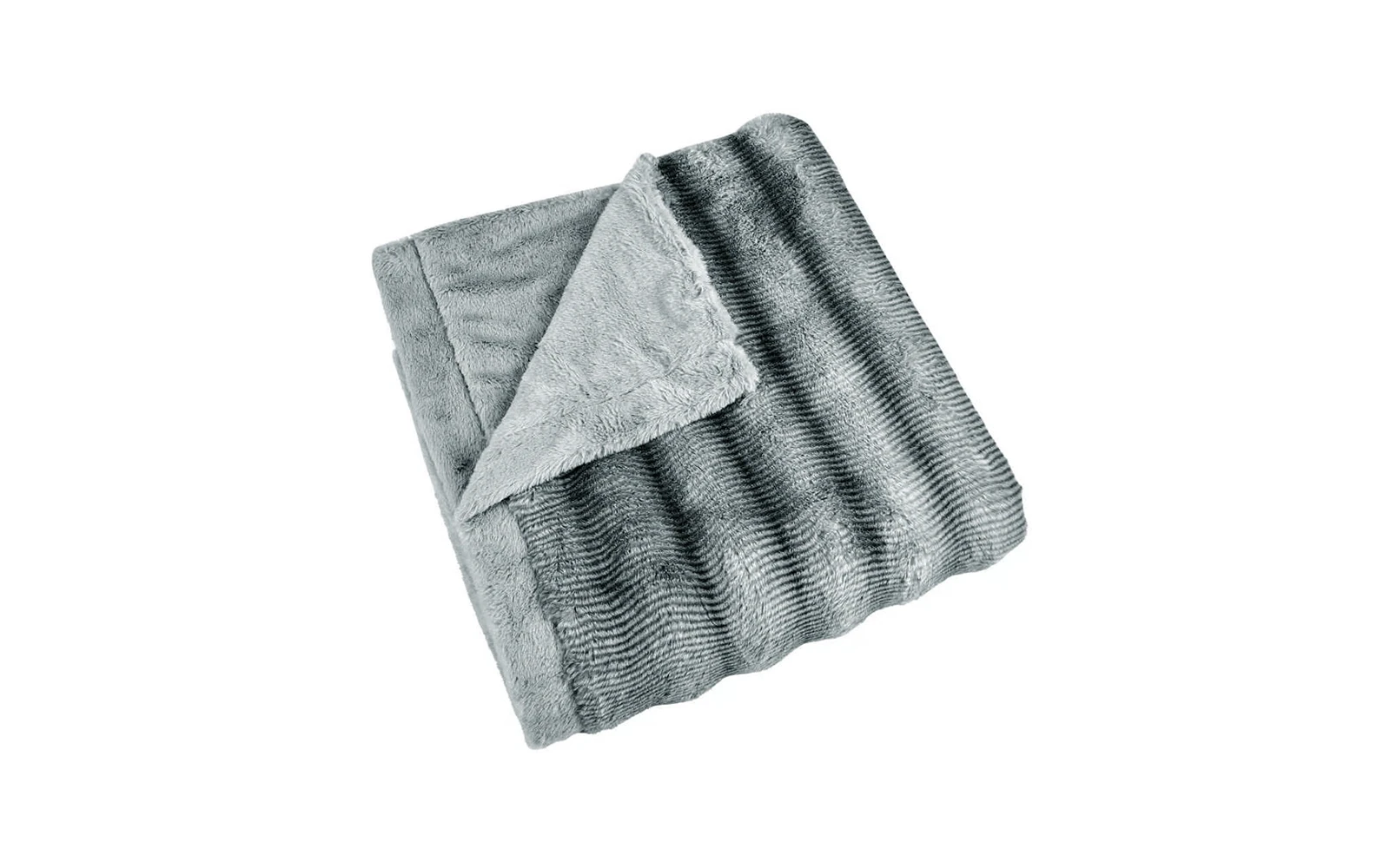 Al Saad Home Stripe Rabbit Fur Blanket - Single D.Grey