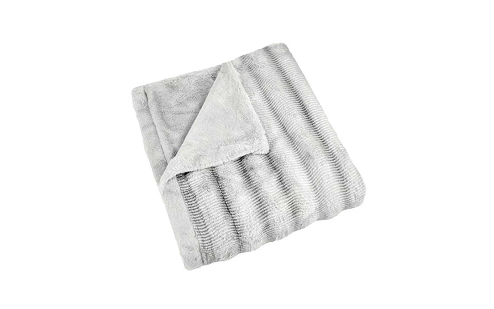 Al Saad Home Stripe Rabbit Fur Blanket - Single L.Grey