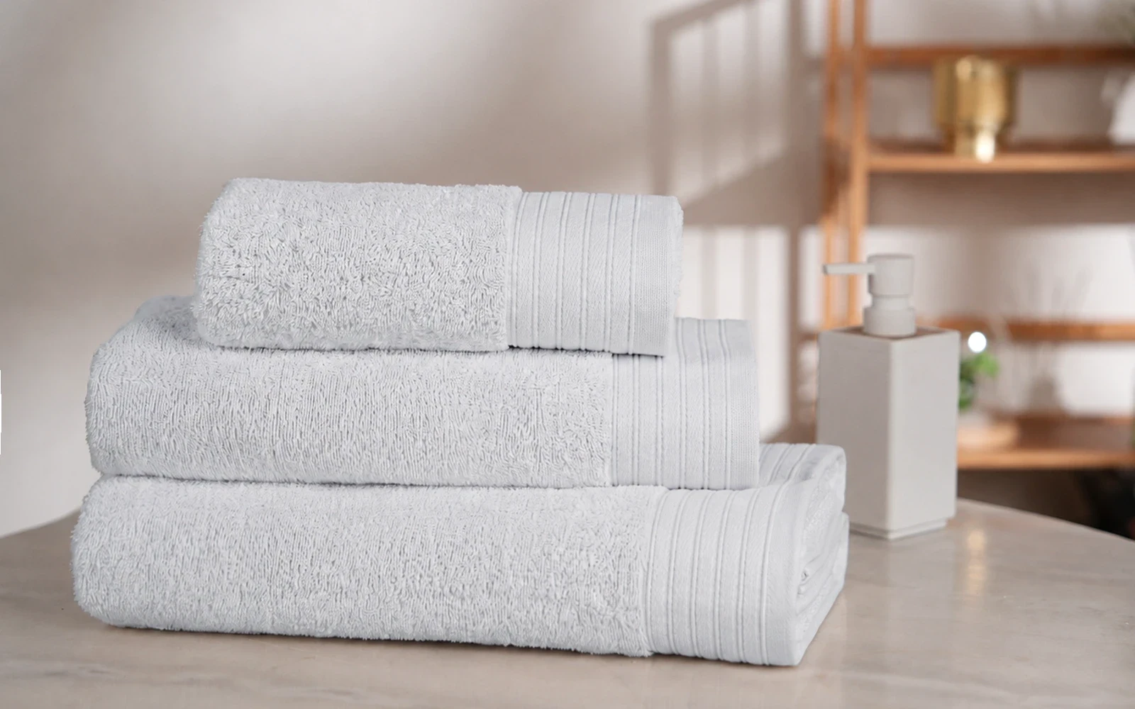 Yasemen Cotton Towel Set 3 PCS - Silver