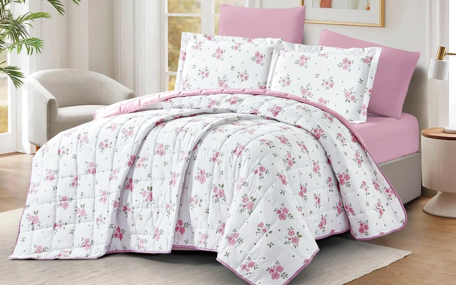 Casa Premium Printed BedSpread Bedding Set 4 PCS - King Multi Color