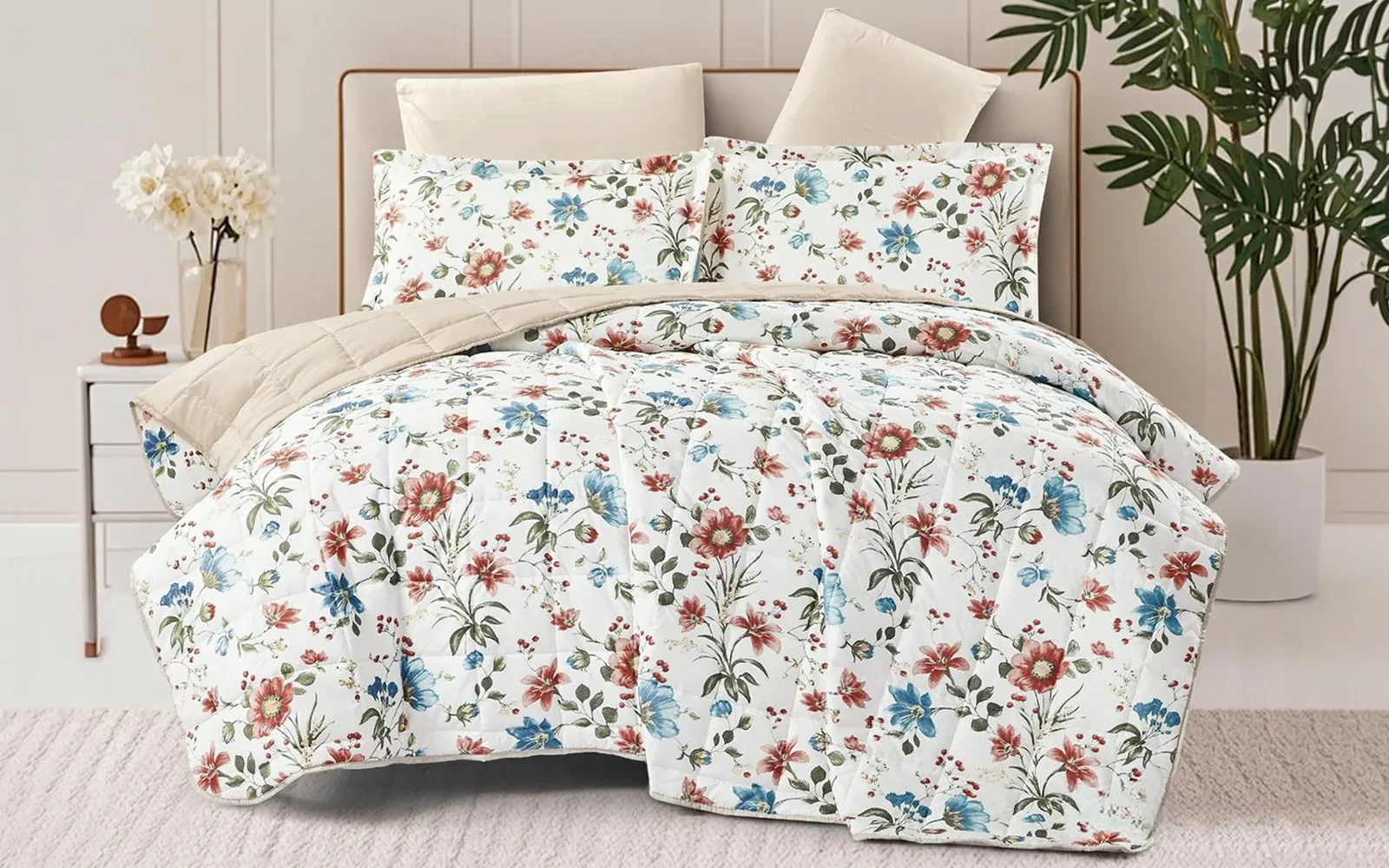 Casa Premium Printed BedSpread Bedding Set 4 PCS - King Multi Color