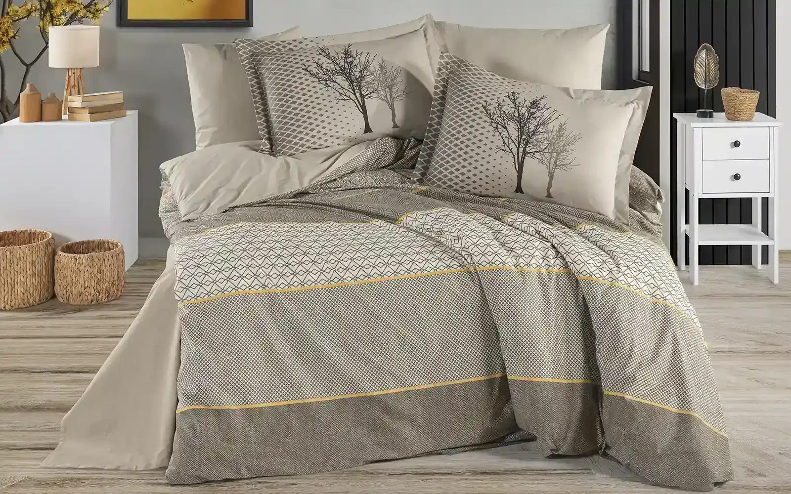 Al Saad Home Turkey Cotton Printed Comforter Bedding Set 4 PCS - Queen Multi Color