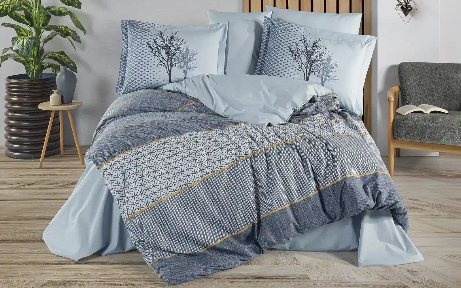 Al Saad Home Turkey Cotton Printed Comforter Bedding Set 4 PCS - Queen Multi Color