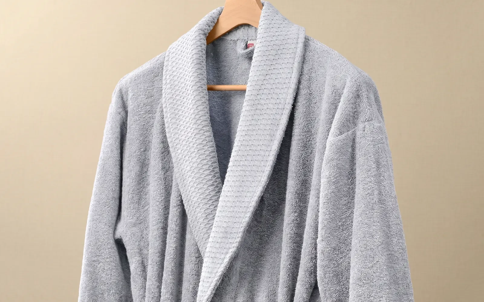 Al Saad Home Unisex Cotton 3D Guipure Boucle Bathrobe Set 6 PCS - Pink & Grey