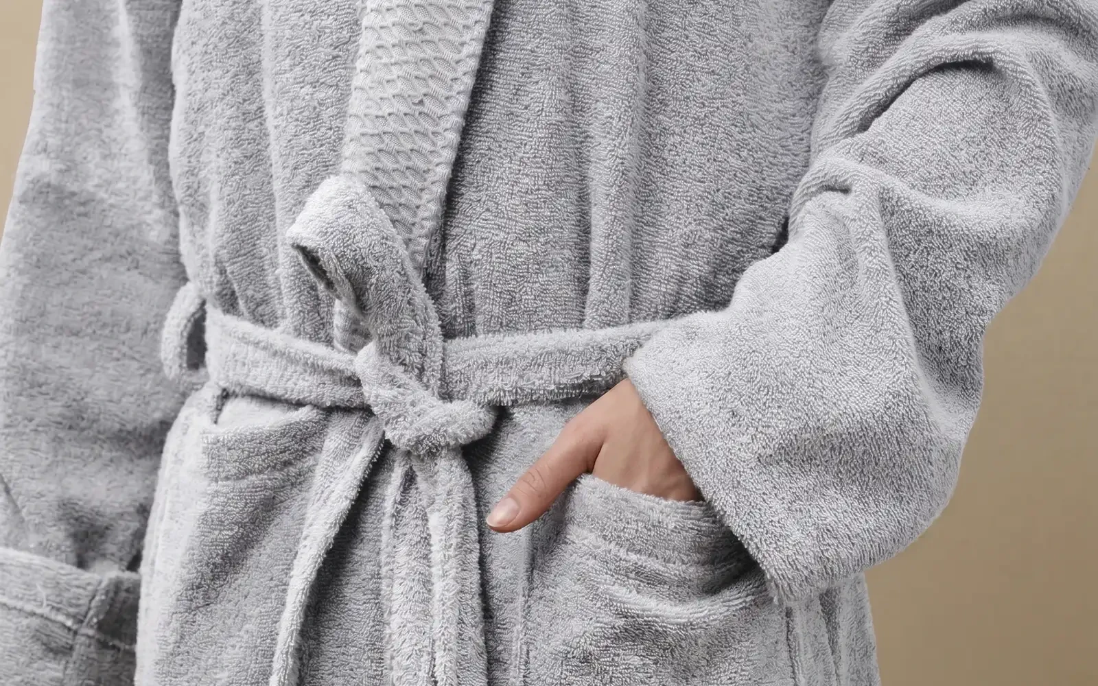 Al Saad Home Unisex Cotton 3D Guipure Boucle Bathrobe Set 6 PCS - Pink & Grey