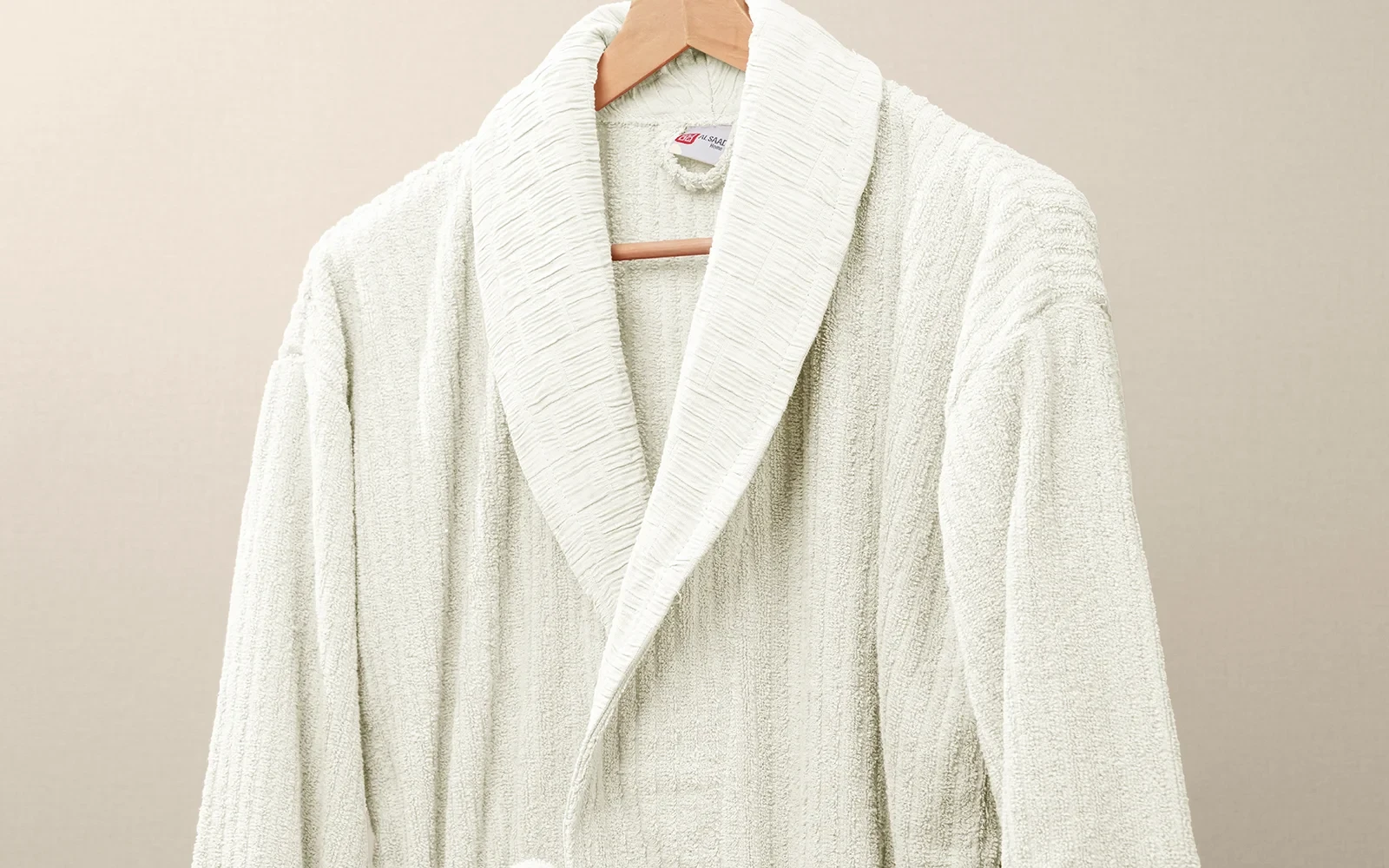 Al Saad Home Unisex Cotton Luxury Crinkle Jacquard Bathrobe Set 6 PCS - Off White & Green