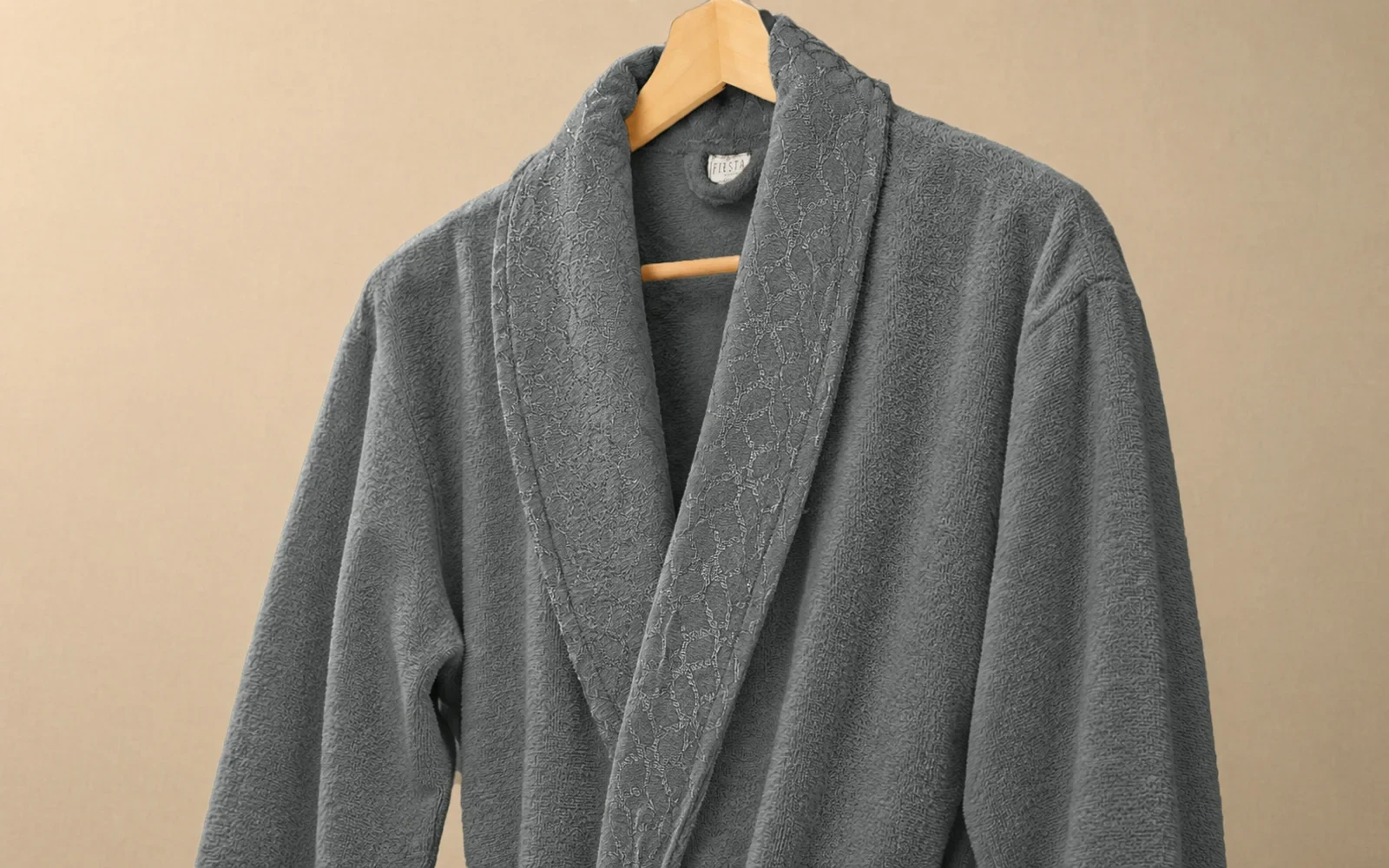 Al Saad Home Unisex Cotton Gold Boucle Jacquard Luxury Bathrobe Set 6 PCS - Off White & Grey
