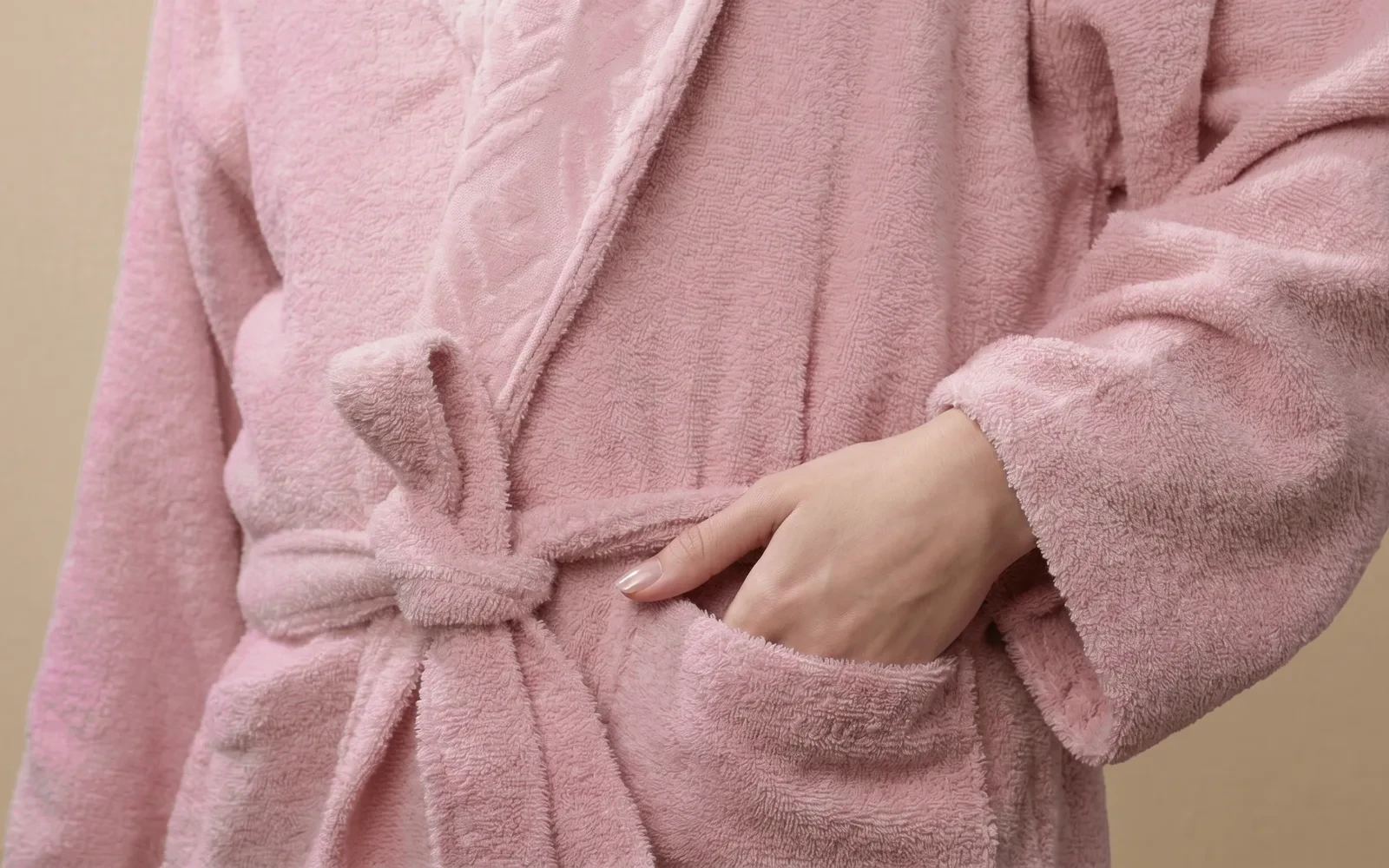 Al Saad Home Unisex Cotton Elite Velvet Jacquard Luxury Bathrobe Set 6 PCS - Grey & Pink