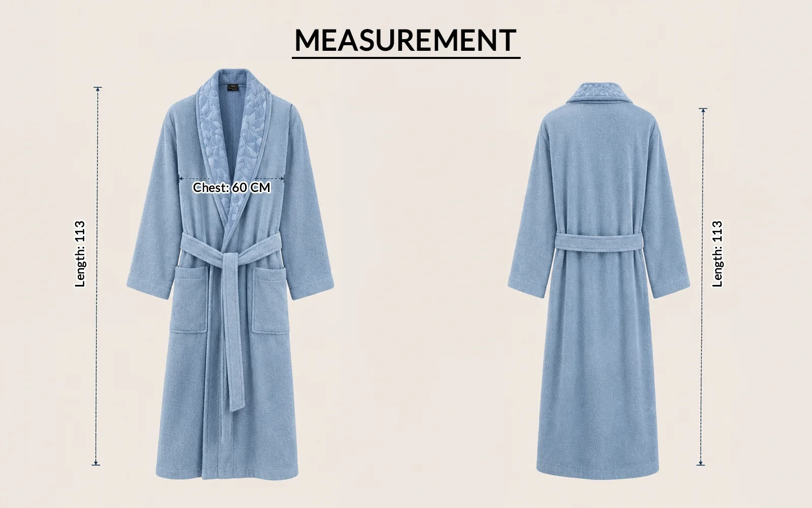 Al Saad Home Unisex Cotton Elite Velvet Jacquard Luxury Bathrobe Set 6 PCS - Off White & Beige