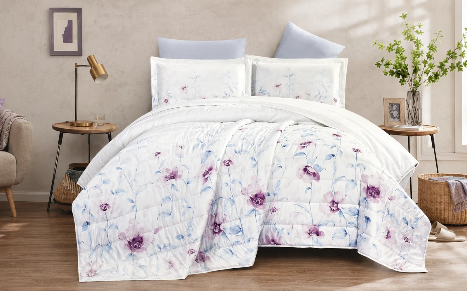 Ramad Printed BedSpread Bedding Set 6 PCS - King Multi Color