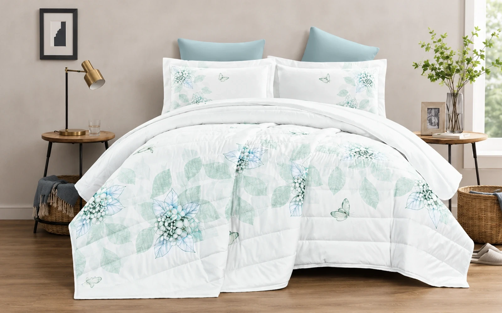 Ramad Printed BedSpread Bedding Set 6 PCS - King Multi Color