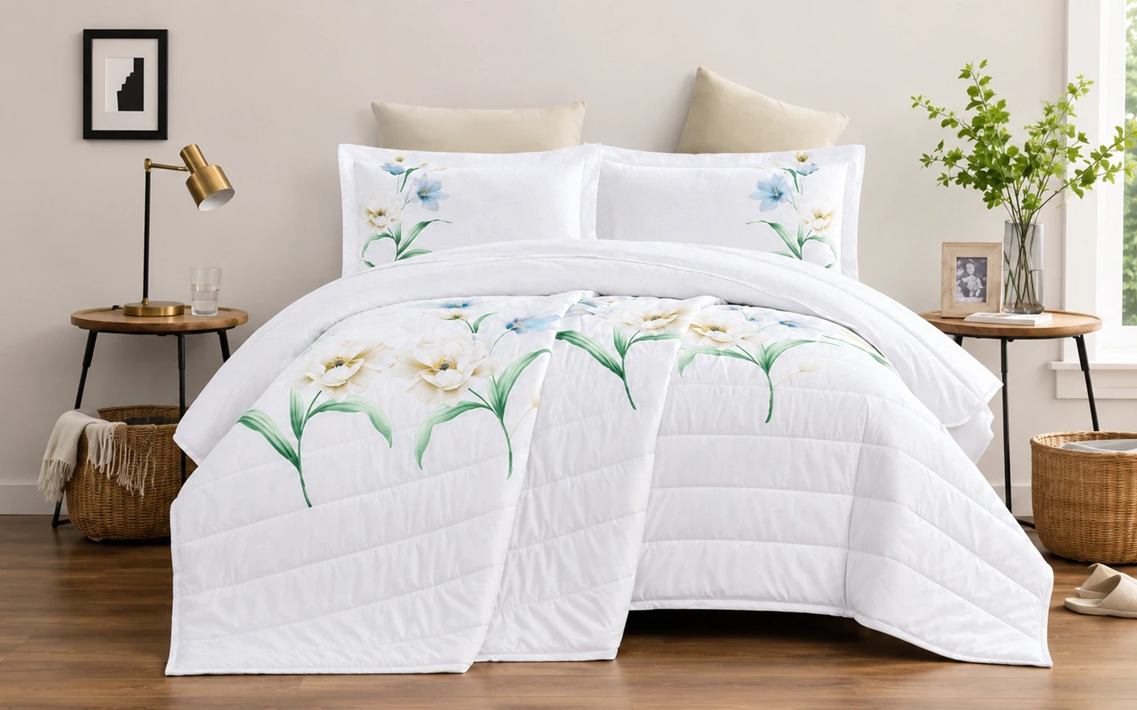 Ramad Printed BedSpread Bedding Set 6 PCS - King Multi Color