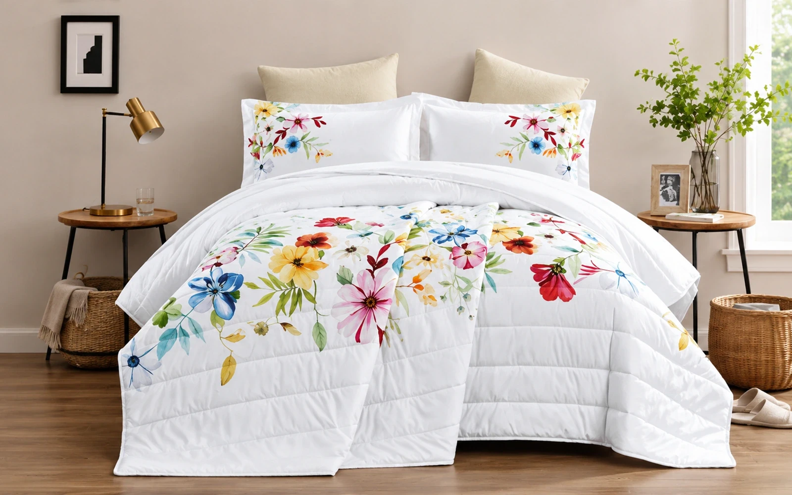 Ramad Printed BedSpread Bedding Set 6 PCS - King Multi Color