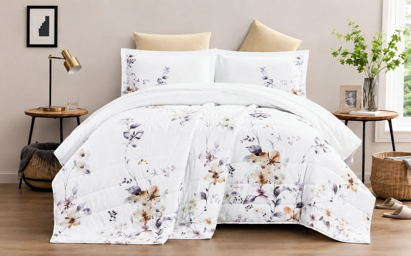Ramad Printed BedSpread Bedding Set 6 PCS - King Multi Color