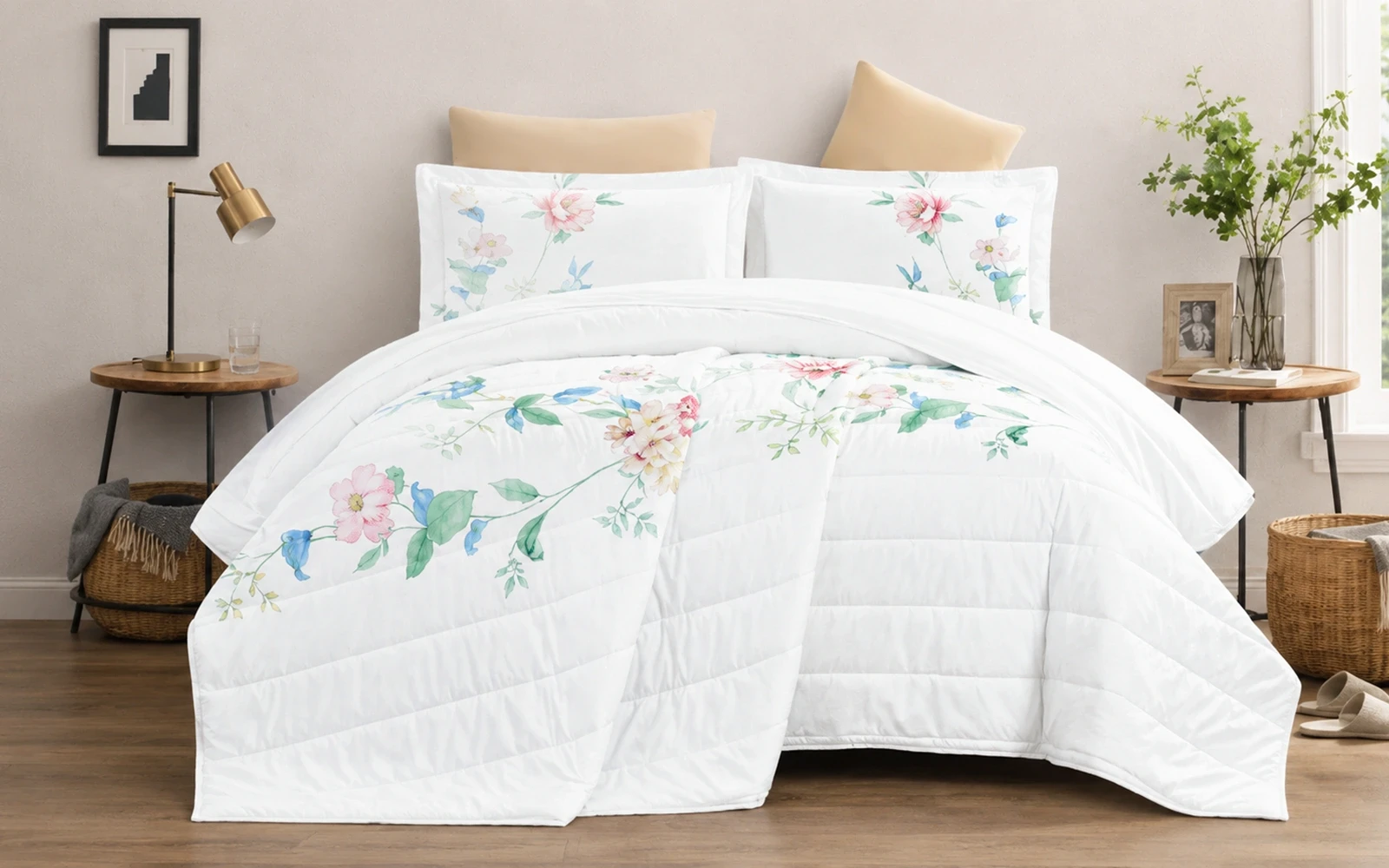Ramad Printed BedSpread Bedding Set 6 PCS - King Multi Color
