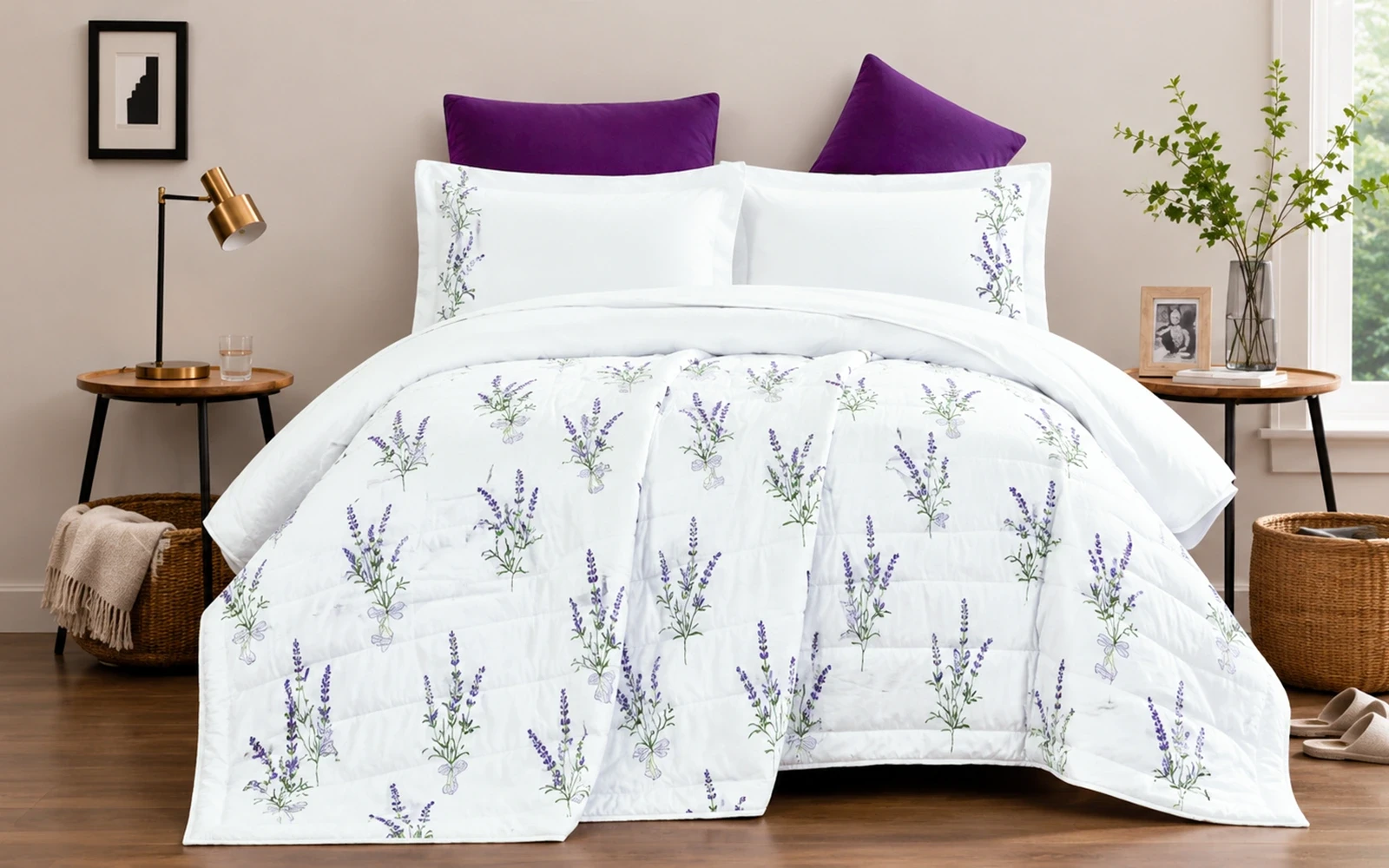 Ramad Printed BedSpread Bedding Set 6 PCS - King Multi Color