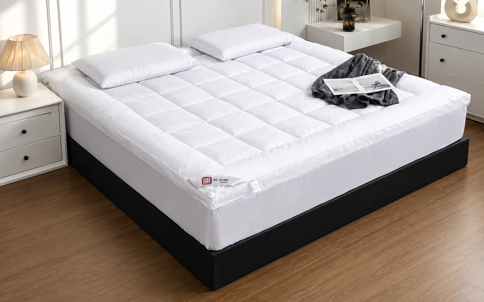 Al Saad Home Cotton Mattress Topper With Fitted sheet - ( 160 X 200 ) cm White