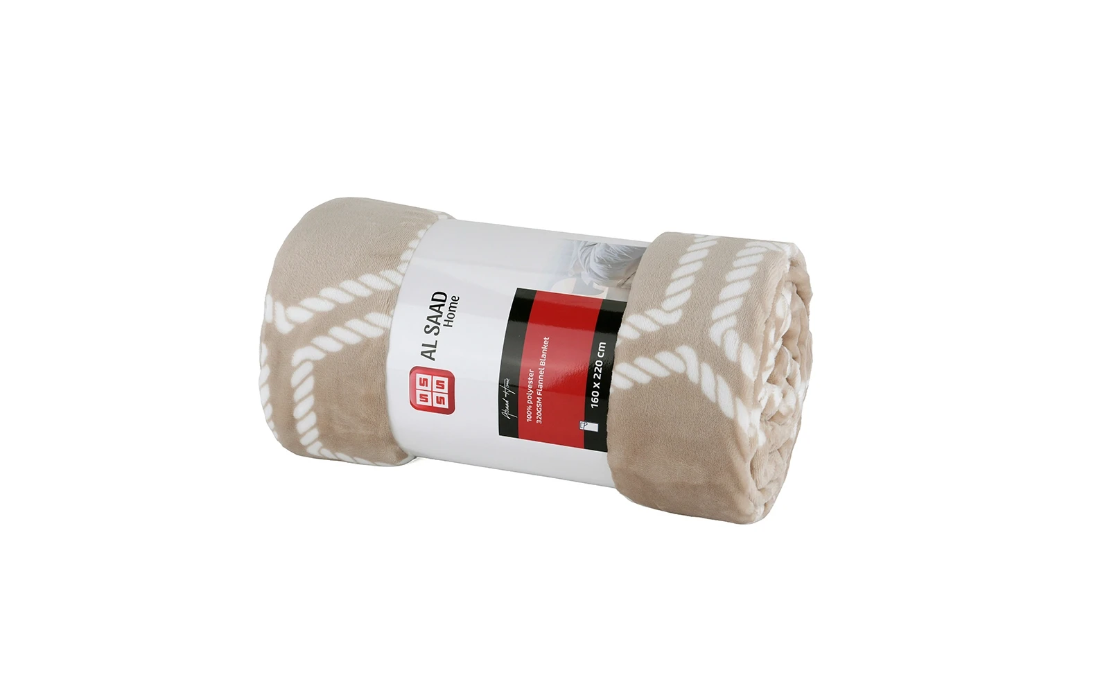 Al Saad Home Flannel Blanket 1 PC - Single Beige & Off White