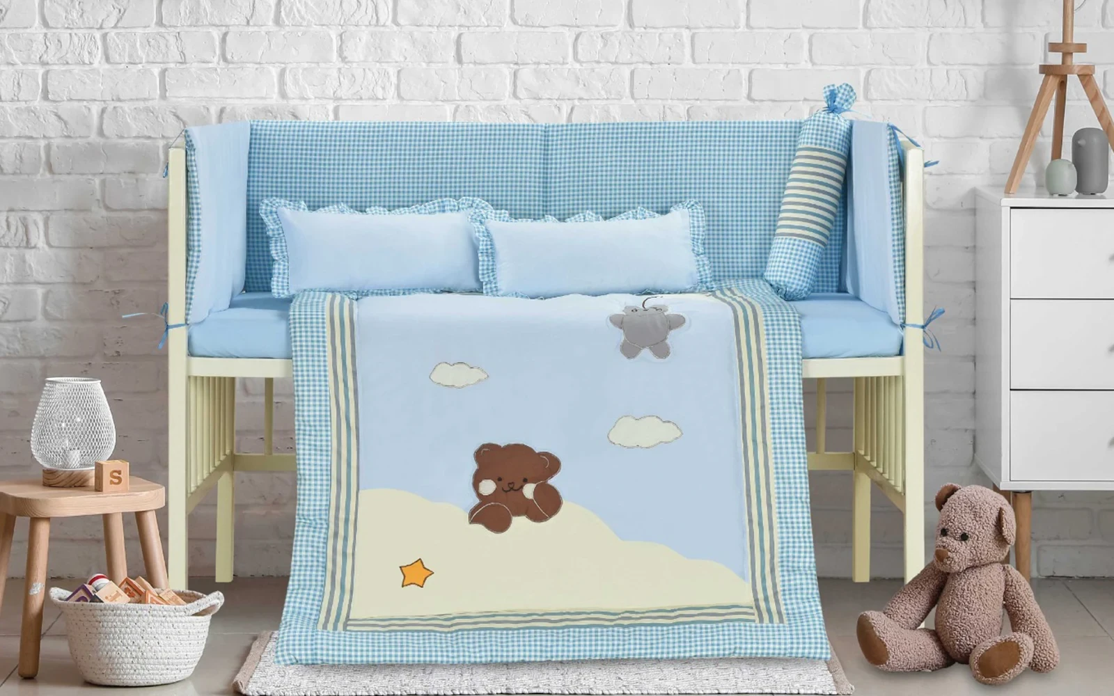 Baby Love Cotton Embroidered Comforter Bedding Set 6 PCS - Multi Color