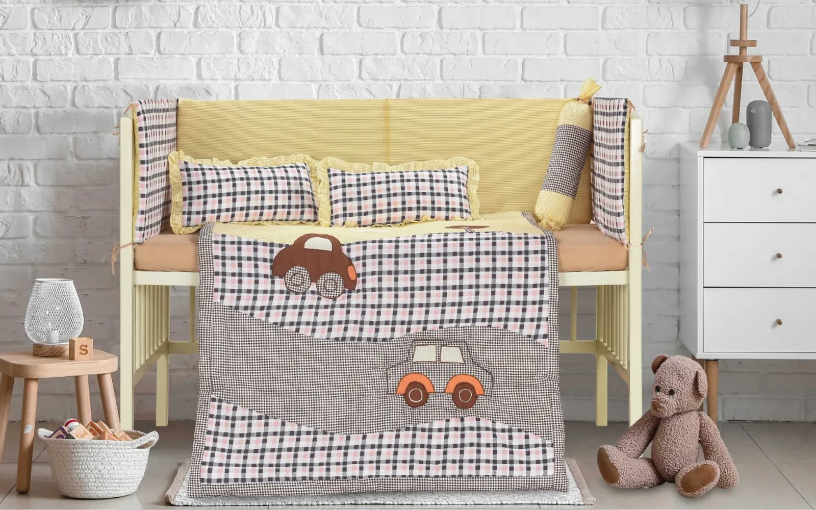 Baby Love Cotton Embroidered Comforter Bedding Set 6 PCS - Multi Color
