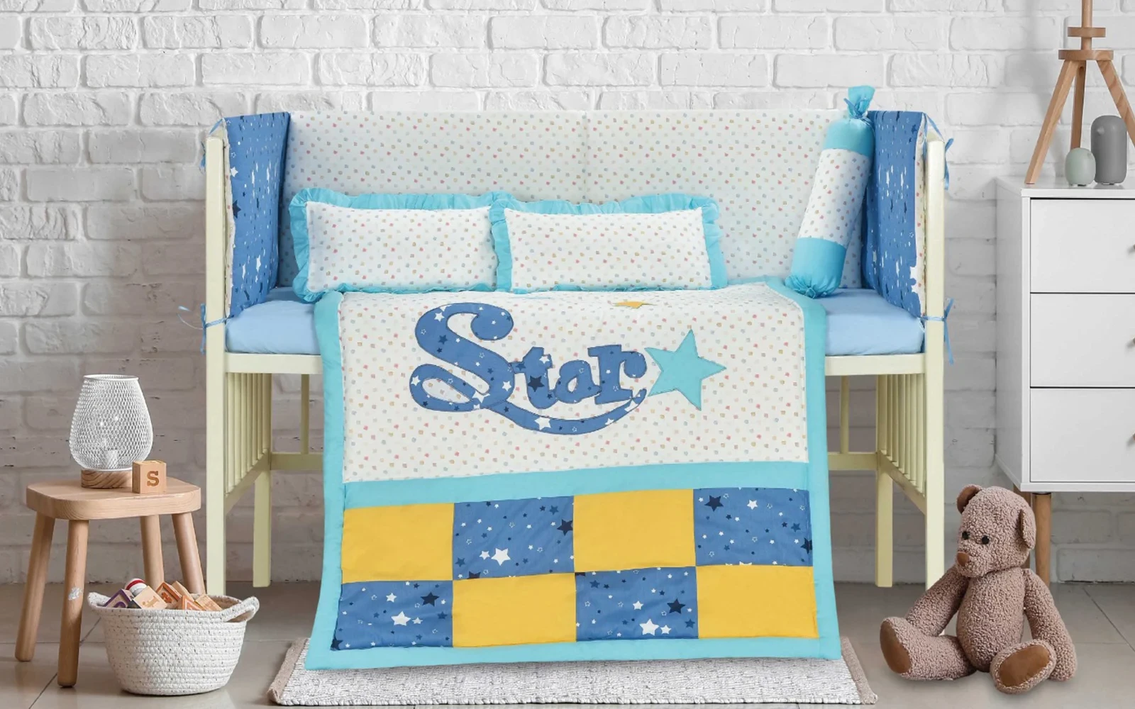 Baby Love Cotton Embroidered Comforter Bedding Set 6 PCS - Multi Color
