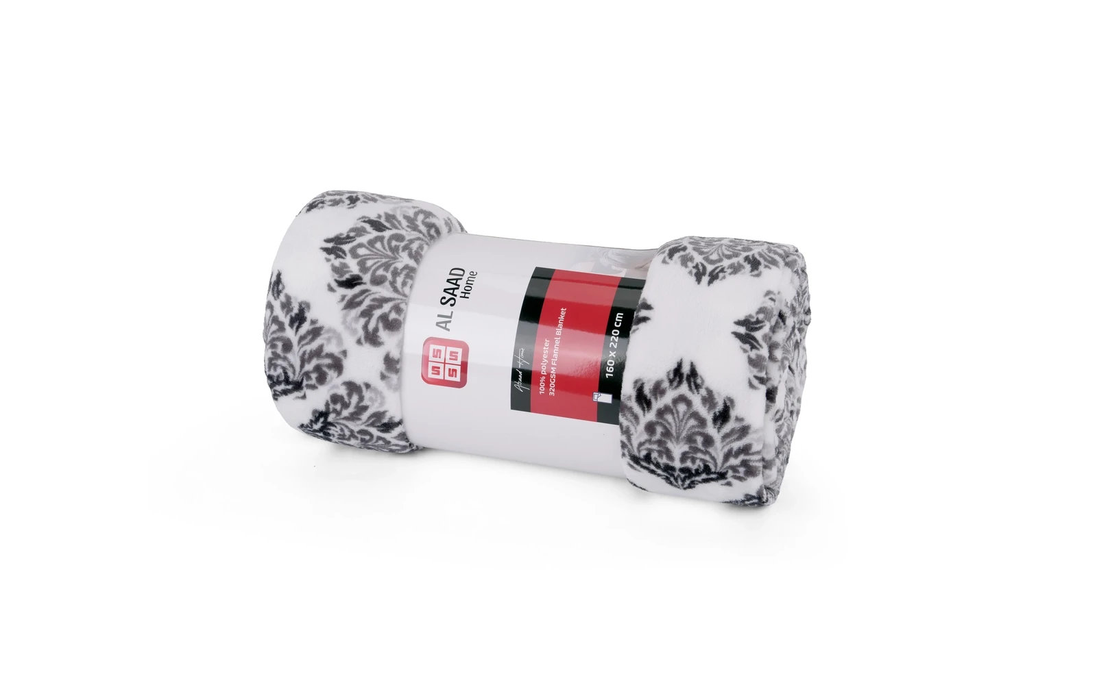 Al Saad Home Flannel Blanket 1 PC - Single White & D.Grey