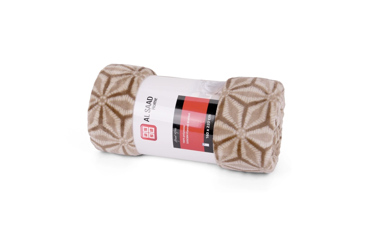 Al Saad Home Flannel Blanket 1 PC - Single Beige & Brown