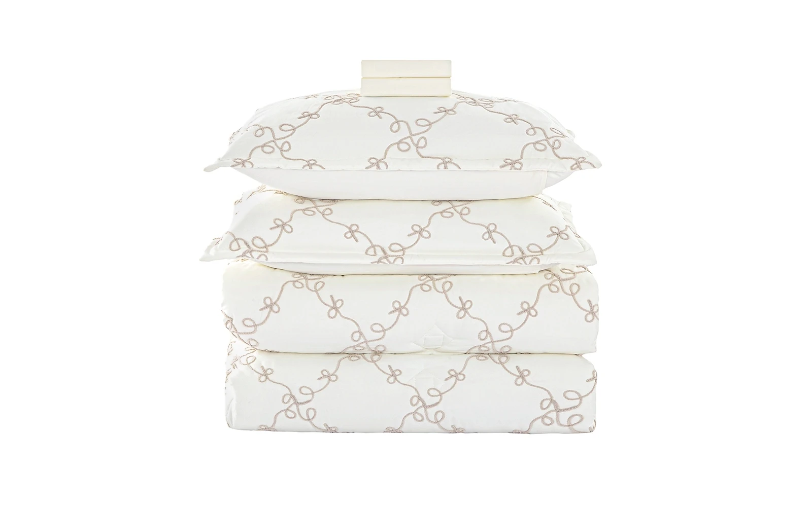 Elyon Comforter Bedding Set 6 PCS - King Cream & Beige