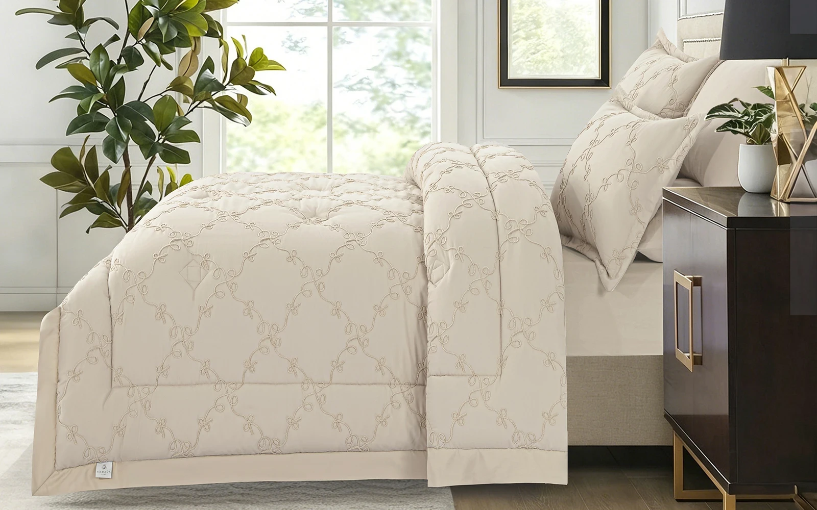 Elyon Comforter Bedding Set 6 PCS - King Beige