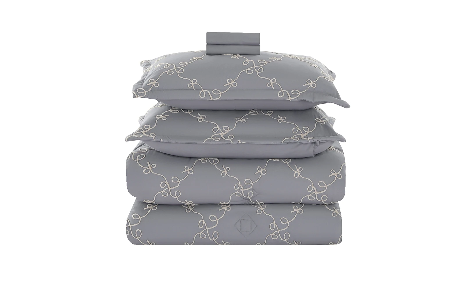 Elyon Comforter Bedding Set 6 PCS - King D.Grey & Beige