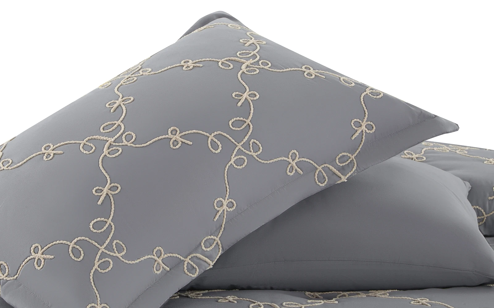 Elyon Comforter Bedding Set 6 PCS - King D.Grey & Beige