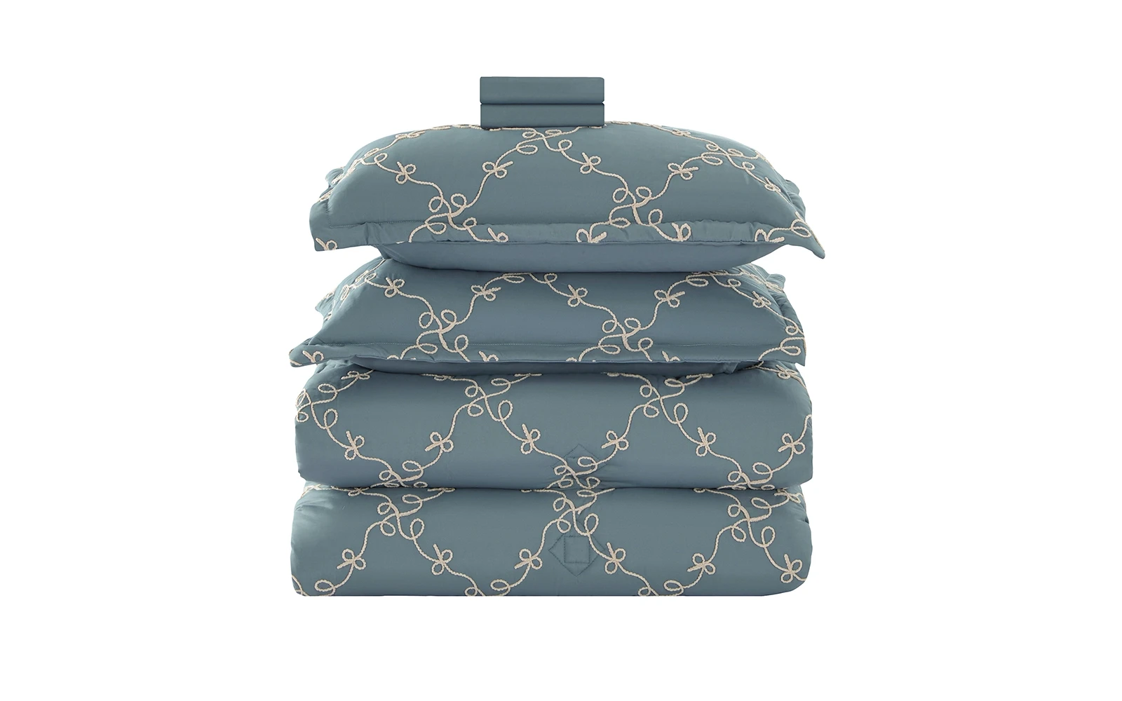 Elyon Comforter Bedding Set 6 PCS - King Petrol & Beige
