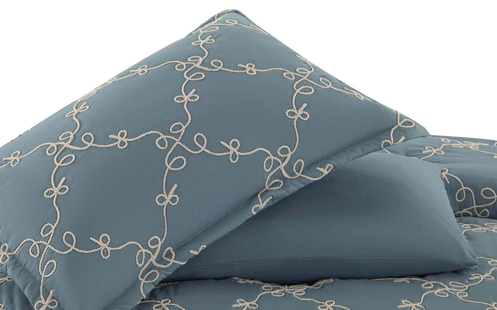 Elyon Comforter Bedding Set 6 PCS - King Petrol & Beige