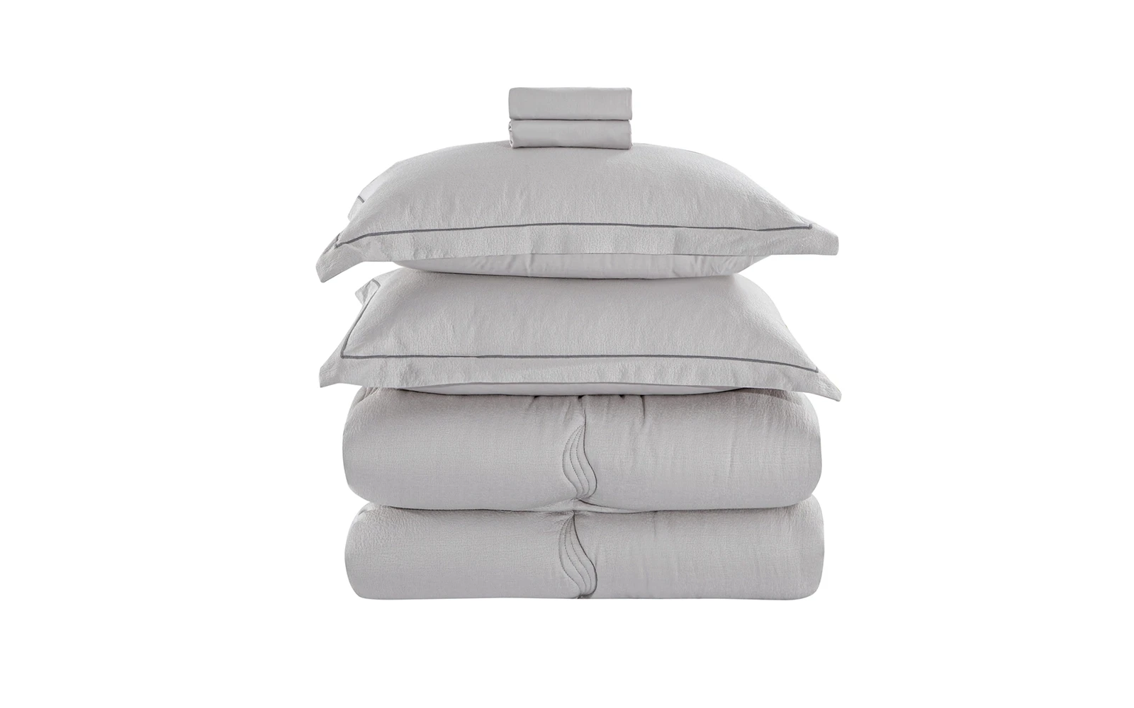 Narjes Cotton Comforter Bedding Set 7 PCS - King L.Grey