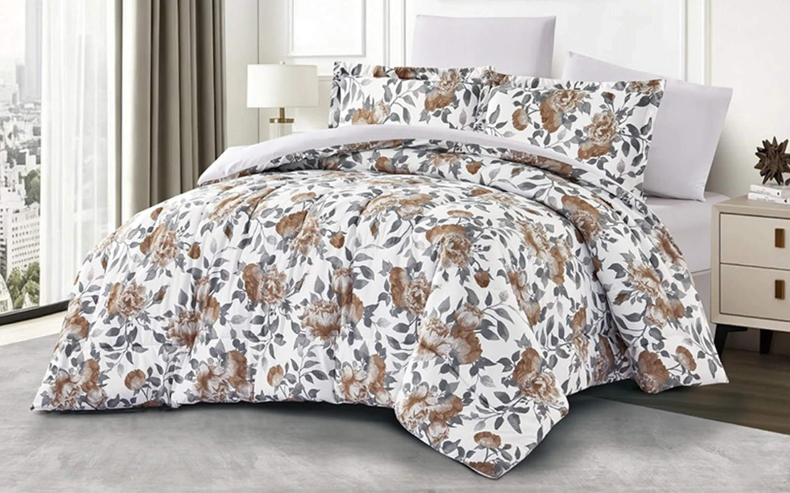 Carrol Printed Comforter Bedding Set 4 Pcs - King Multi Color