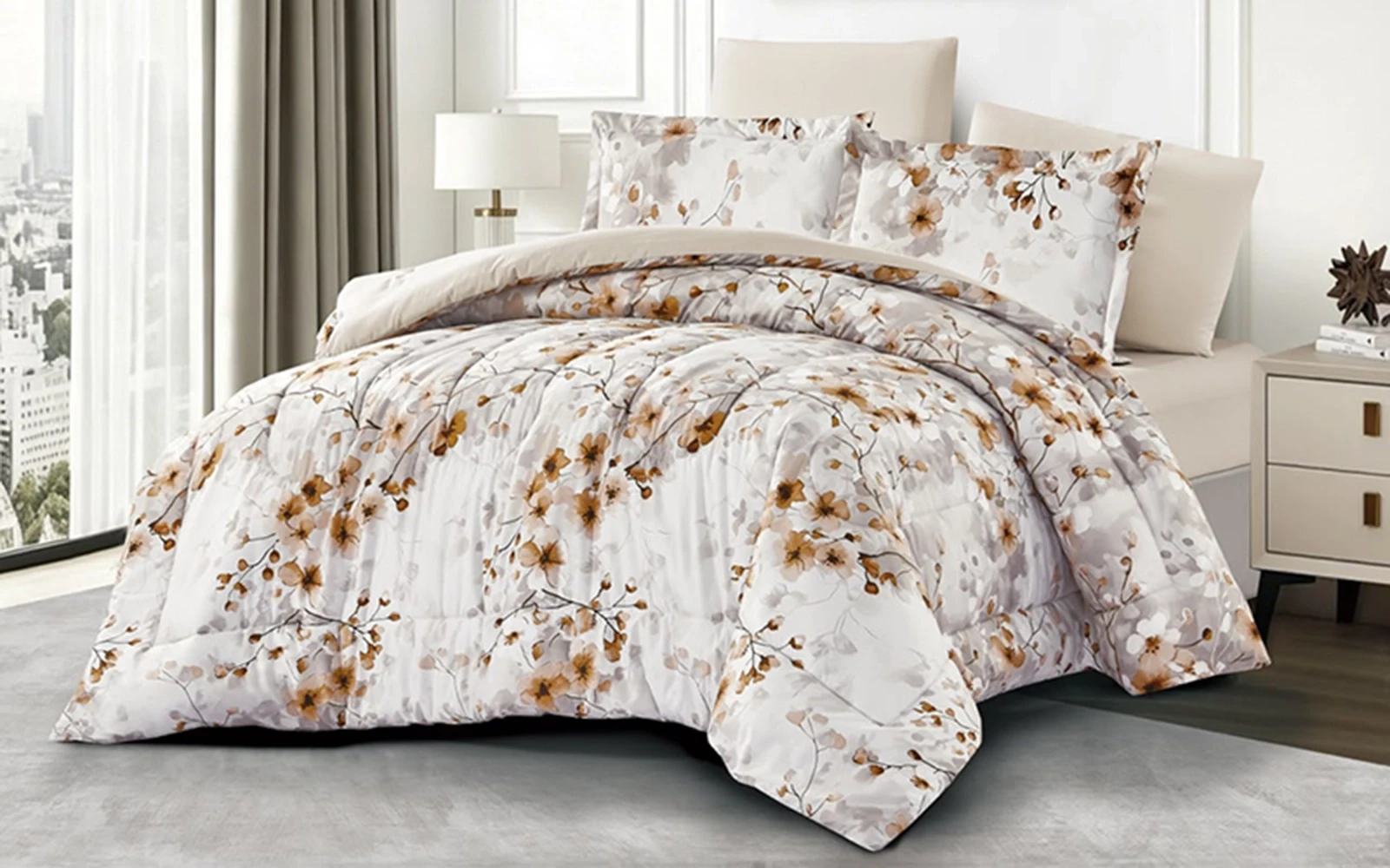 Carrol Printed Comforter Bedding Set 4 Pcs - King Multi Color