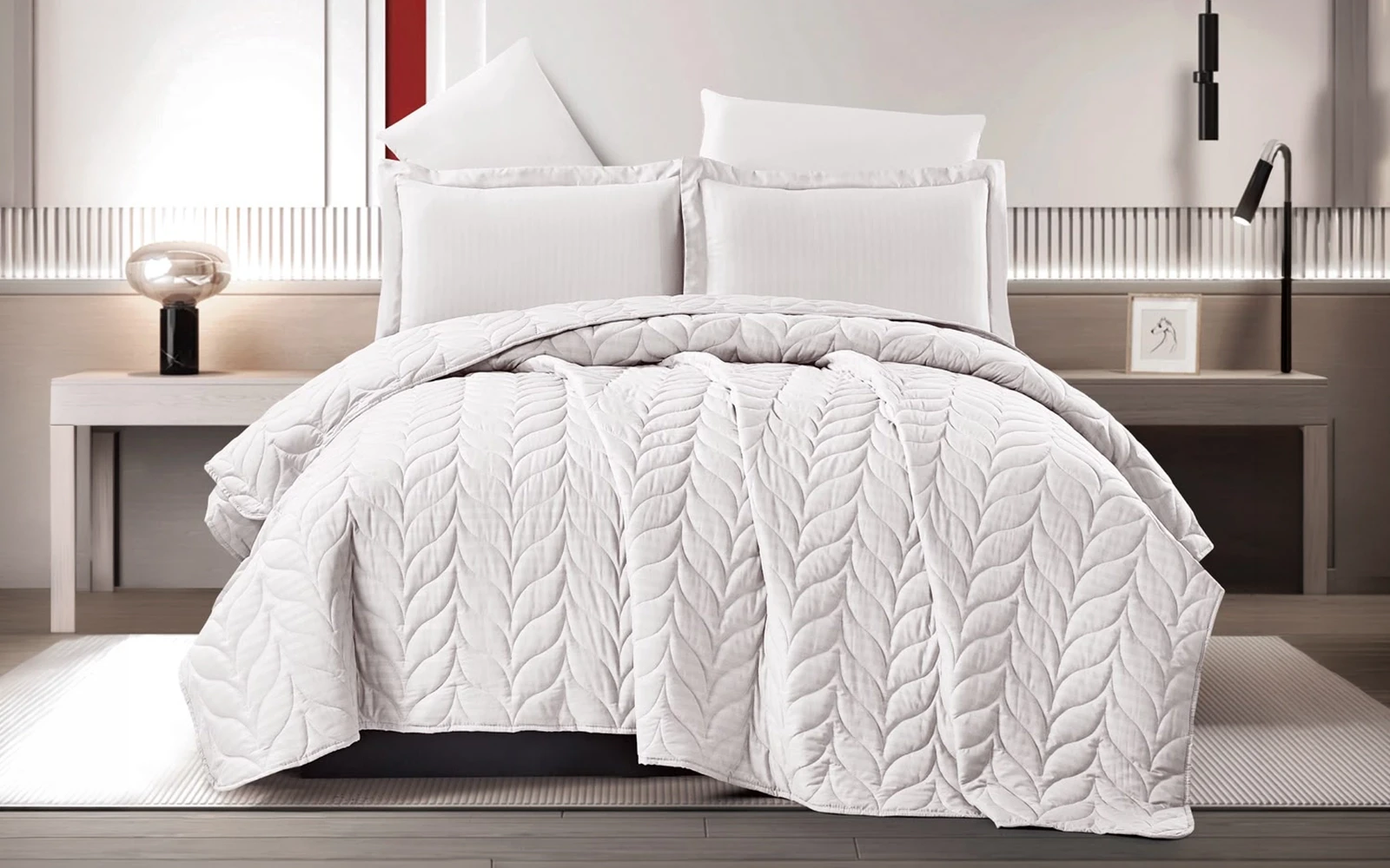 Rova BedSpread Bedding Set 4 PCS - King L.Grey
