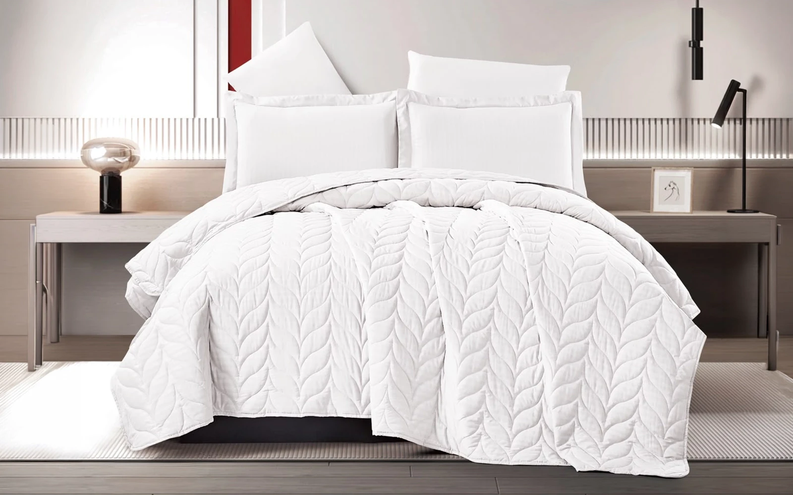 Rova BedSpread Bedding Set 4 PCS - King White