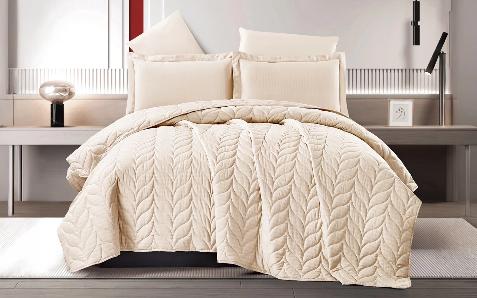 Rova BedSpread Bedding Set 4 PCS - King Beige