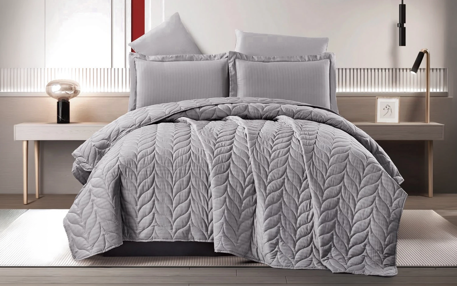 Rova BedSpread Bedding Set 4 PCS - King D.Grey