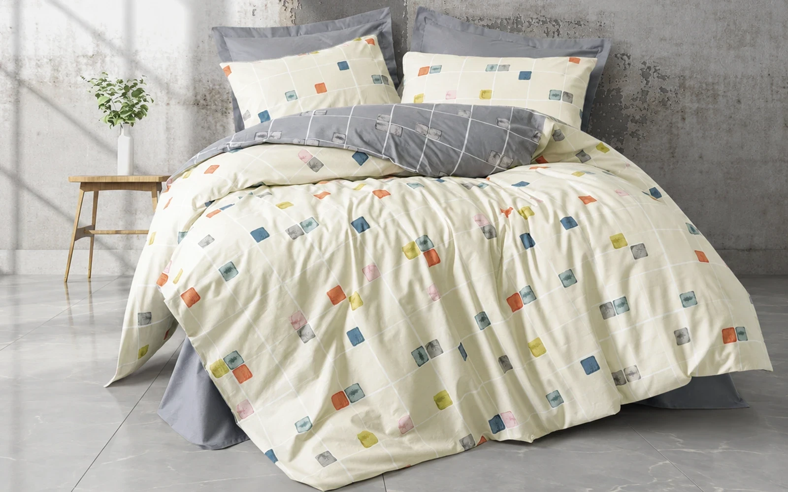 Al Saad Home Turkey Double Face Cotton Printed Comforter Bedding Set 4 PCS - Queen Multi Color