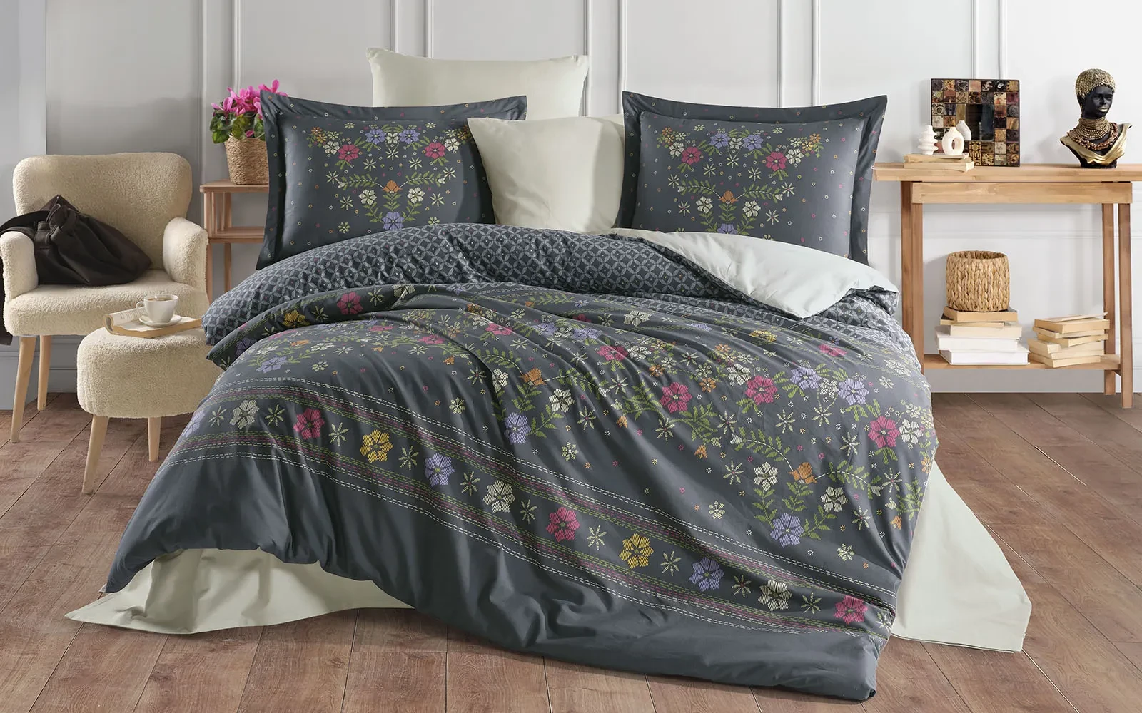 Al Saad Home Turkey Cotton Printed Comforter Bedding Set 6 PCS - King Multi Color