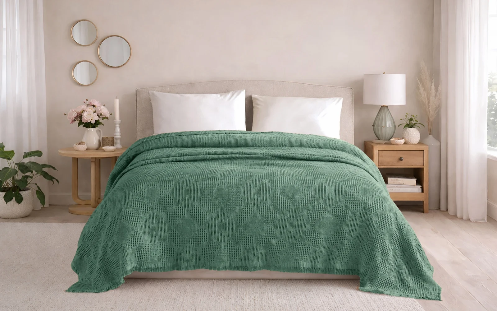 Hobby Turkey Cotton Jacquard Pique Bedspread 1 PC – King Mint