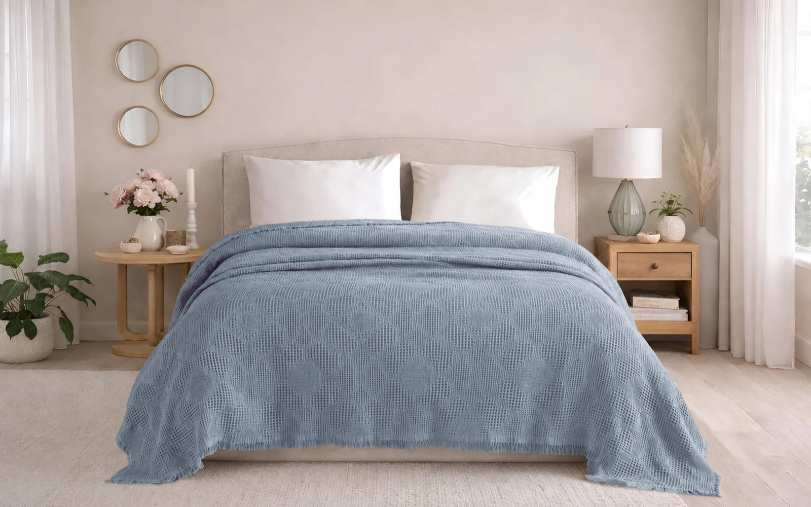 Hobby Turkey Cotton Jacquard Pique Bedspread 1 PC – King Grey