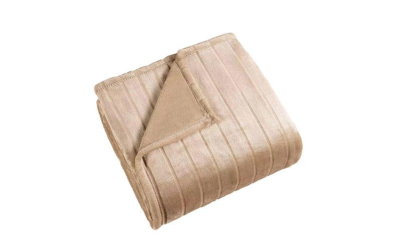 Al Saad Home Stripe Flannel Blanket - King  D.Beige