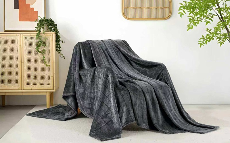 Al Saad Home Stripe Flannel Blanket - King  D.Grey
